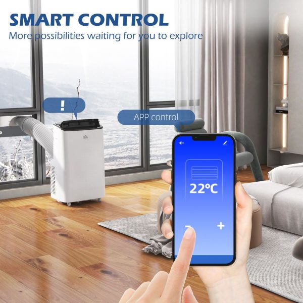 HOMCOM 12,000 BTU Portable Air Conditioner Unit with WiFi Smart App, 26mÂ² - Image 5