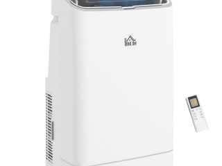 HOMCOM 14,000 BTU Mobile Air Conditioner with WiFi Smart App, 35mÂ², White