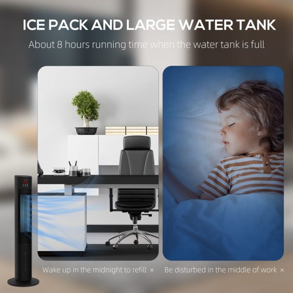 HOMCOM Oscillating Tower Fan Cooling with Ice Pack, Water Tank, Children Lock - Image 4