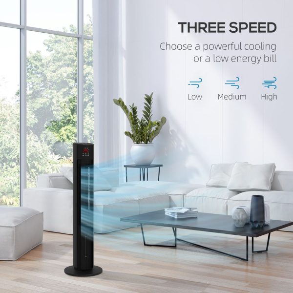 HOMCOM Oscillating Tower Fan Cooling with Ice Pack, Water Tank, Children Lock - Image 5
