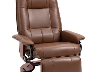 HOMCOM Ergonomic Office Recliner Sofa Chair PU Leather Armchair Lounger Brown