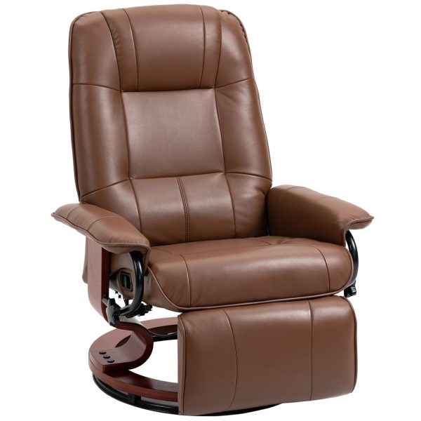 HOMCOM Ergonomic Office Recliner Sofa Chair PU Leather Armchair Lounger Brown