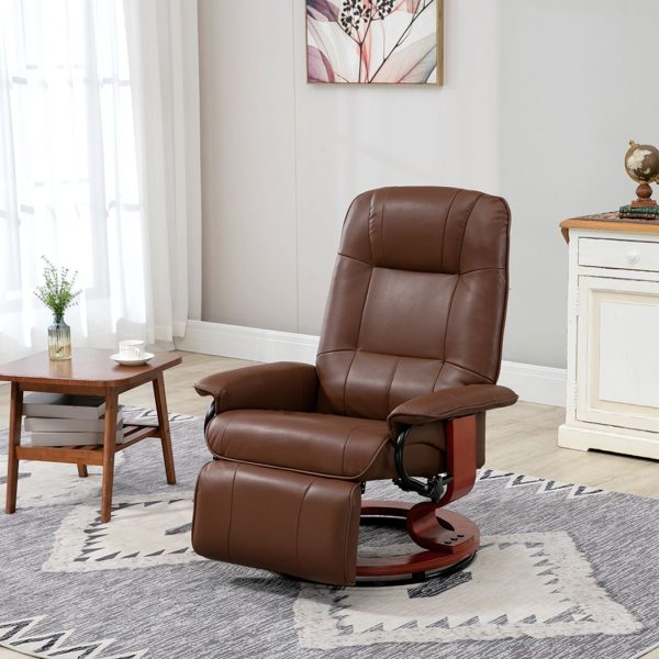 HOMCOM Ergonomic Office Recliner Sofa Chair PU Leather Armchair Lounger Brown - Image 2