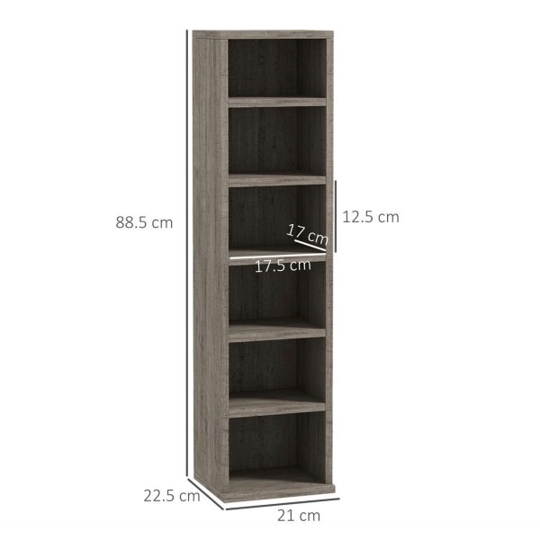 HOMCOM Set of 2 CD Media Display Shelf Unit Tower Rack Adjustable, Mocha Wood - Image 3