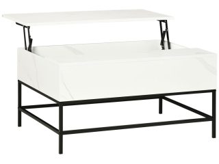 HOMCOM Lift Top Coffee Table W/ Hidden Storage Compartment, White