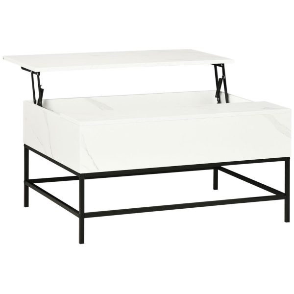 HOMCOM Lift Top Coffee Table W/ Hidden Storage Compartment, White