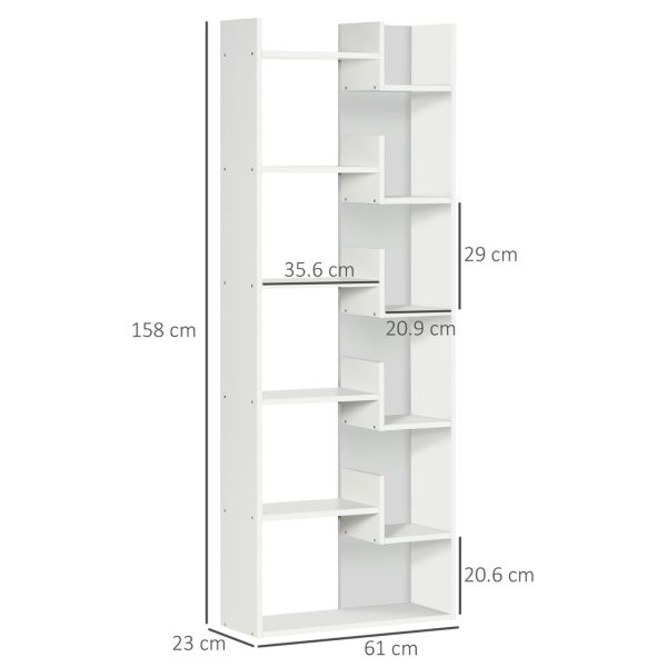 HOMCOM 6-Tier Bookshelf Freestanding Decorative Storage Shelves for Home White - Image 3