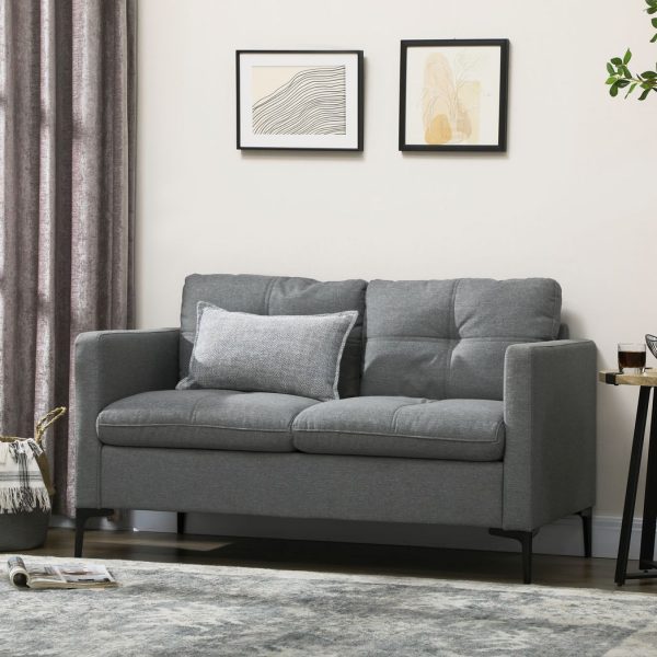 HOMCOM Modern Loveseat Sofa Upholstered 2 Seater Settee for Living Room Bedroom - Image 2