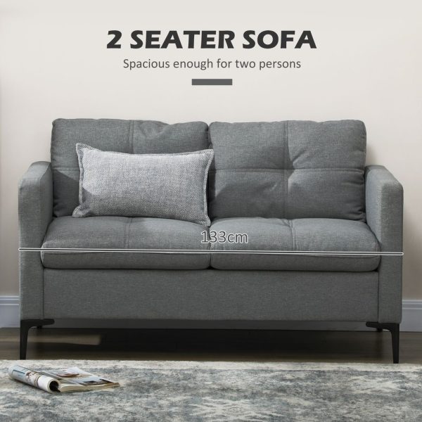HOMCOM Modern Loveseat Sofa Upholstered 2 Seater Settee for Living Room Bedroom - Image 4