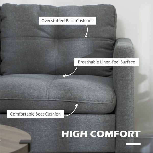 HOMCOM Modern Loveseat Sofa Upholstered 2 Seater Settee for Living Room Bedroom - Image 5