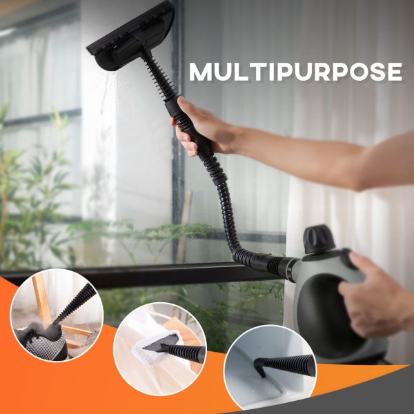 HOMCOM Handheld Steam Cleaner Multi-purpose Steamer w/ 9 Pieces Accessory Grey - Image 7