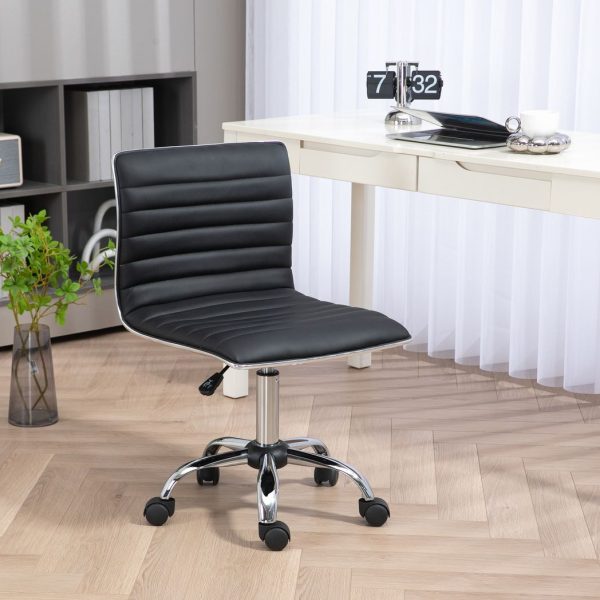 HOMCOM Armless Mid-Back Adjustable Office Chair with 360 Swivel Black - Image 2