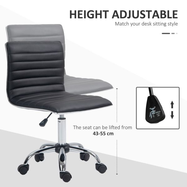 HOMCOM Armless Mid-Back Adjustable Office Chair with 360 Swivel Black - Image 4