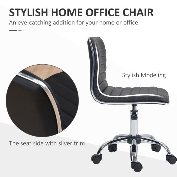 HOMCOM Armless Mid-Back Adjustable Office Chair with 360 Swivel Black - Image 5