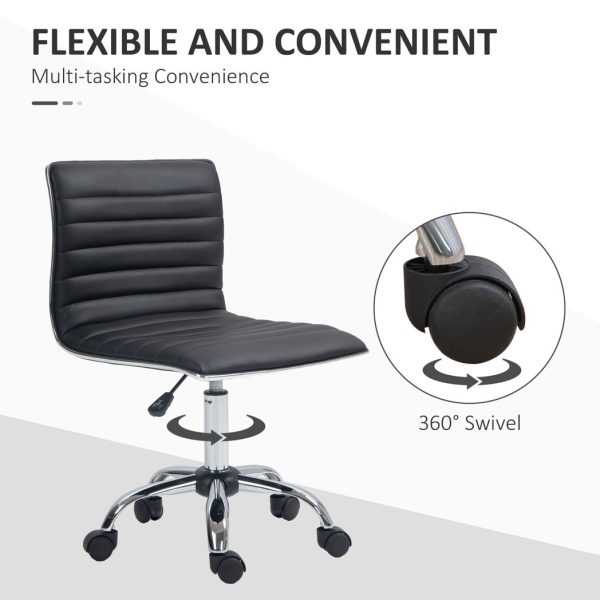 HOMCOM Armless Mid-Back Adjustable Office Chair with 360 Swivel Black - Image 6