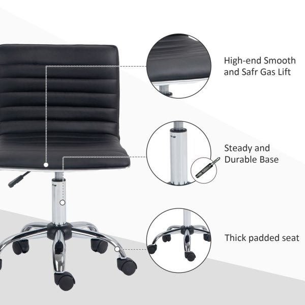 HOMCOM Armless Mid-Back Adjustable Office Chair with 360 Swivel Black - Image 7