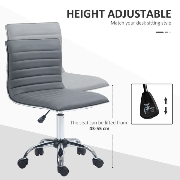 HOMCOM Armless Mid-Back Adjustable Office Chair with 360 Swivel Dark Grey - Image 4