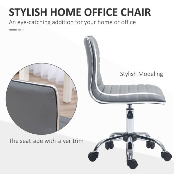 HOMCOM Armless Mid-Back Adjustable Office Chair with 360 Swivel Light Grey - Image 5