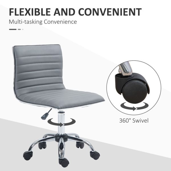 HOMCOM Armless Mid-Back Adjustable Office Chair with 360 Swivel Light Grey - Image 6
