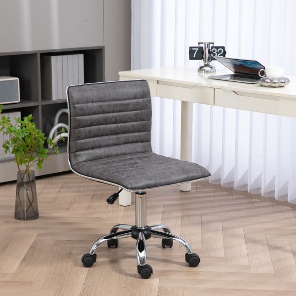 HOMCOM Armless Mid-Back Adjustable Office Chair with 360 Swivel Grey - Image 2