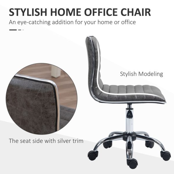 HOMCOM Armless Mid-Back Adjustable Office Chair with 360 Swivel Grey - Image 5