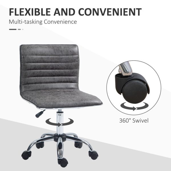 HOMCOM Armless Mid-Back Adjustable Office Chair with 360 Swivel Grey - Image 6