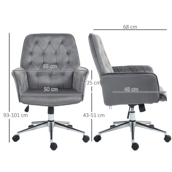 Vinsetto Swivel Computer Chair w/ Arm Modern Style Tufted Home Office Dark Grey - Image 3