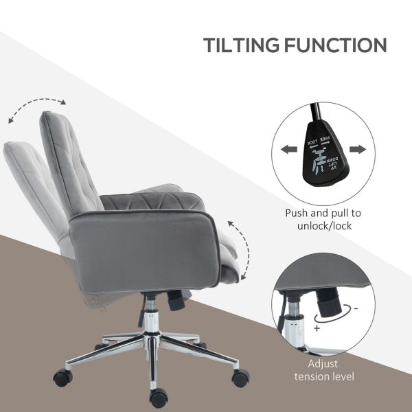 Vinsetto Swivel Computer Chair w/ Arm Modern Style Tufted Home Office Dark Grey - Image 5