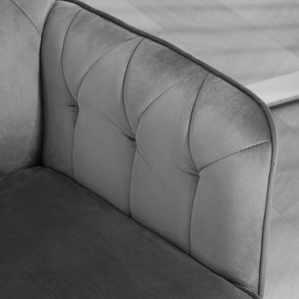 Vinsetto Swivel Computer Chair w/ Arm Modern Style Tufted Home Office Dark Grey - Image 8