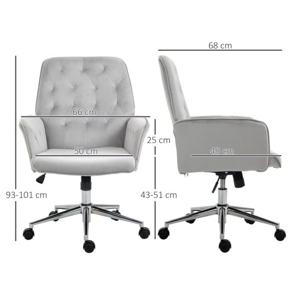 Vinsetto Swivel Computer Chair w/ Arm Modern Style Tufted Home Office Light Grey - Image 3