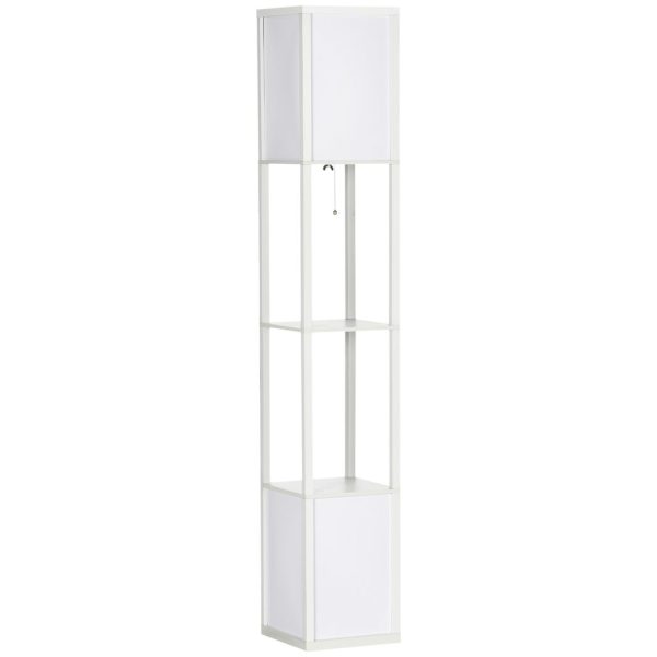 HOMCOM Shelf Floor Lamp with Dual Light, for Living Room, Bedroom, White