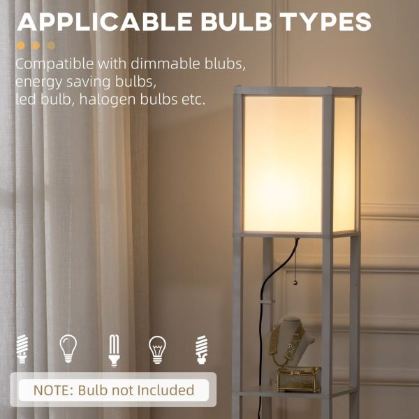 HOMCOM Shelf Floor Lamp with Dual Light, for Living Room, Bedroom, White - Image 6