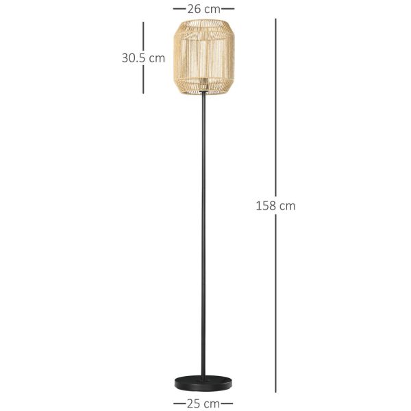 HOMCOM Farmhouse Floor Lamp for Living Room Bedroom with Rattan Wicker, Natural - Image 3