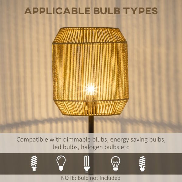 HOMCOM Farmhouse Floor Lamp for Living Room Bedroom with Rattan Wicker, Natural - Image 6