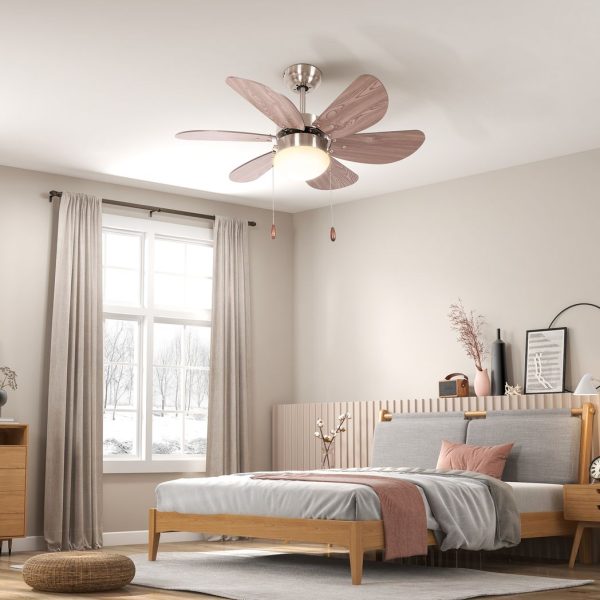 HOMCOM Mounting Reversible Ceiling Fan with Light, Pull-chain Switch, Brown - Image 2