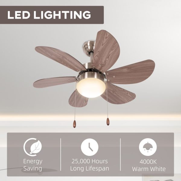 HOMCOM Mounting Reversible Ceiling Fan with Light, Pull-chain Switch, Brown - Image 5