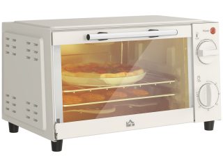 HOMCOM Mini Oven 9L Countertop Electric Grill with Temp Timer Control 750W