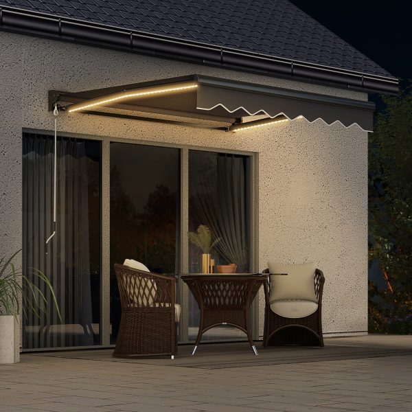 Outsunny 3 x 2.5m Electric Awning with LED Light, Sun Canopies for Patio - Image 2