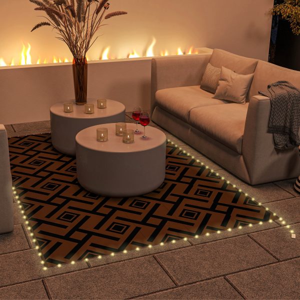 Outsunny Waterproof Outdoor Rug with LED String Light, 182 x 274cm - Image 2
