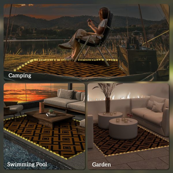 Outsunny Waterproof Outdoor Rug with LED String Light, 182 x 274cm - Image 6