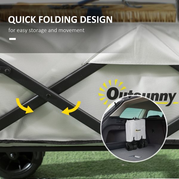 Outsunny Outdoor Push Pull Wagon Stroller Cart with Canopy Top - Image 3