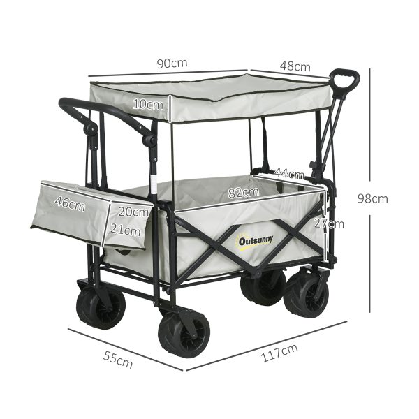 Outsunny Outdoor Push Pull Wagon Stroller Cart with Canopy Top - Image 5