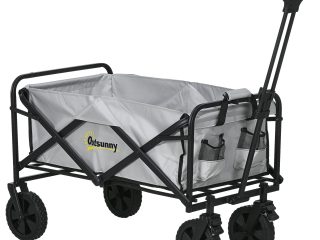Outsunny Folding Outdoor Storage Trolley Cart Bag Telescopic Handle Brakes