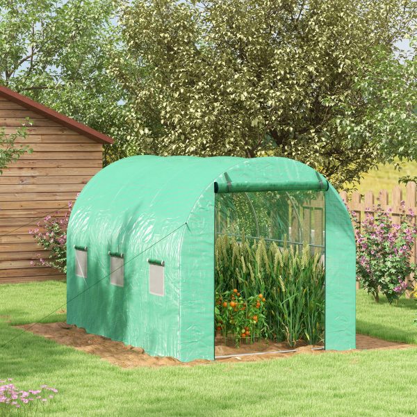 Outsunny Polytunnel Green House with Sprinkler System, Wide Door - Image 2