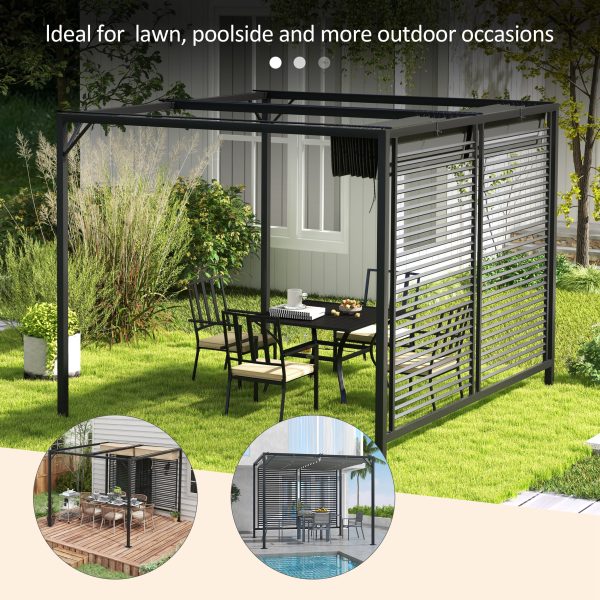 Outsunny Metal Pergola Patio Sun Shelter Grape Tent Retractable Canopy UV Cut - Image 6