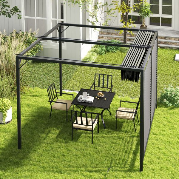 Outsunny Metal Pergola Patio Sun Shelter Grape Tent Retractable Canopy UV Cut - Image 7