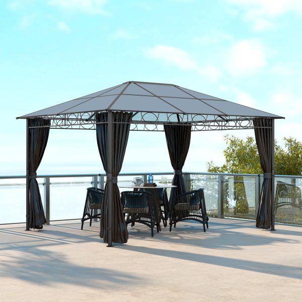 Outsunny 3 x 4m Hardtop Gazebo for Garden Party with Polycarbonate Curtains - Image 2