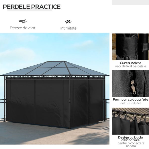 Outsunny 3 x 4m Hardtop Gazebo for Garden Party with Polycarbonate Curtains - Image 4