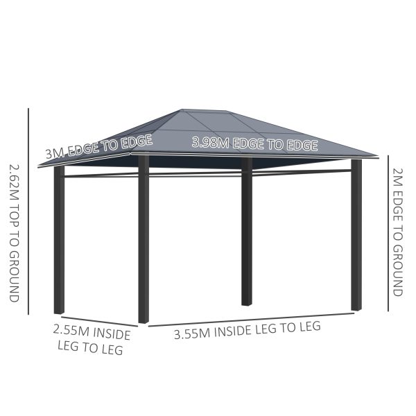 Outsunny 3 x 4m Hardtop Gazebo for Garden Party with Polycarbonate Curtains - Image 5