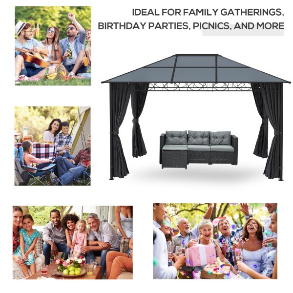 Outsunny 3 x 4m Hardtop Gazebo for Garden Party with Polycarbonate Curtains - Image 7